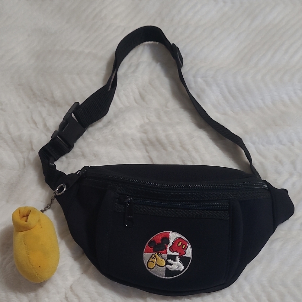 Disney Black and Yellow Belt Bag with Iconic Design
